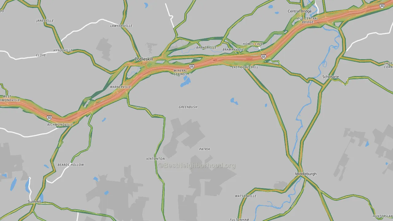 Schoharie County, NY Map of Noise Levels in Schoharie County