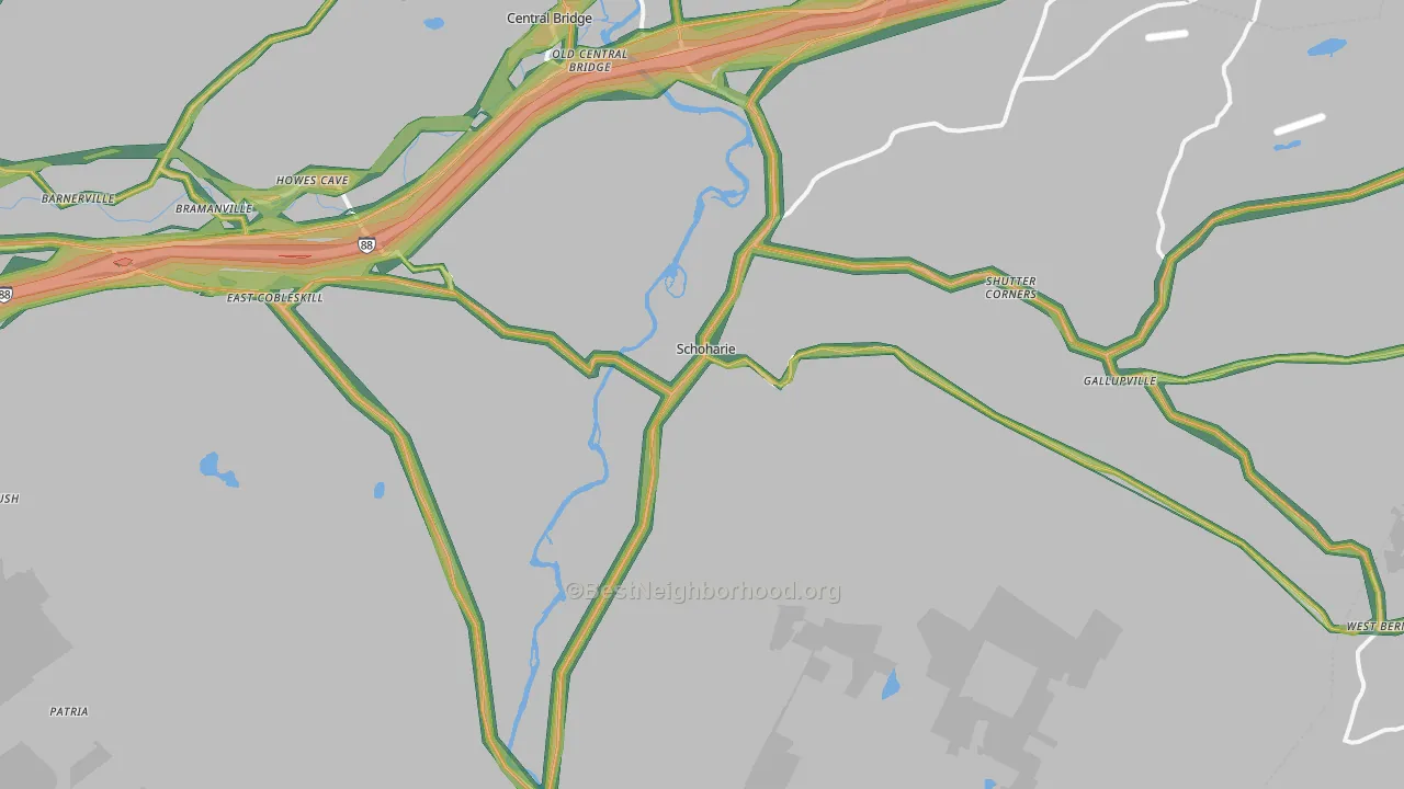 Schoharie, NY Map of Noise Levels in Schoharie