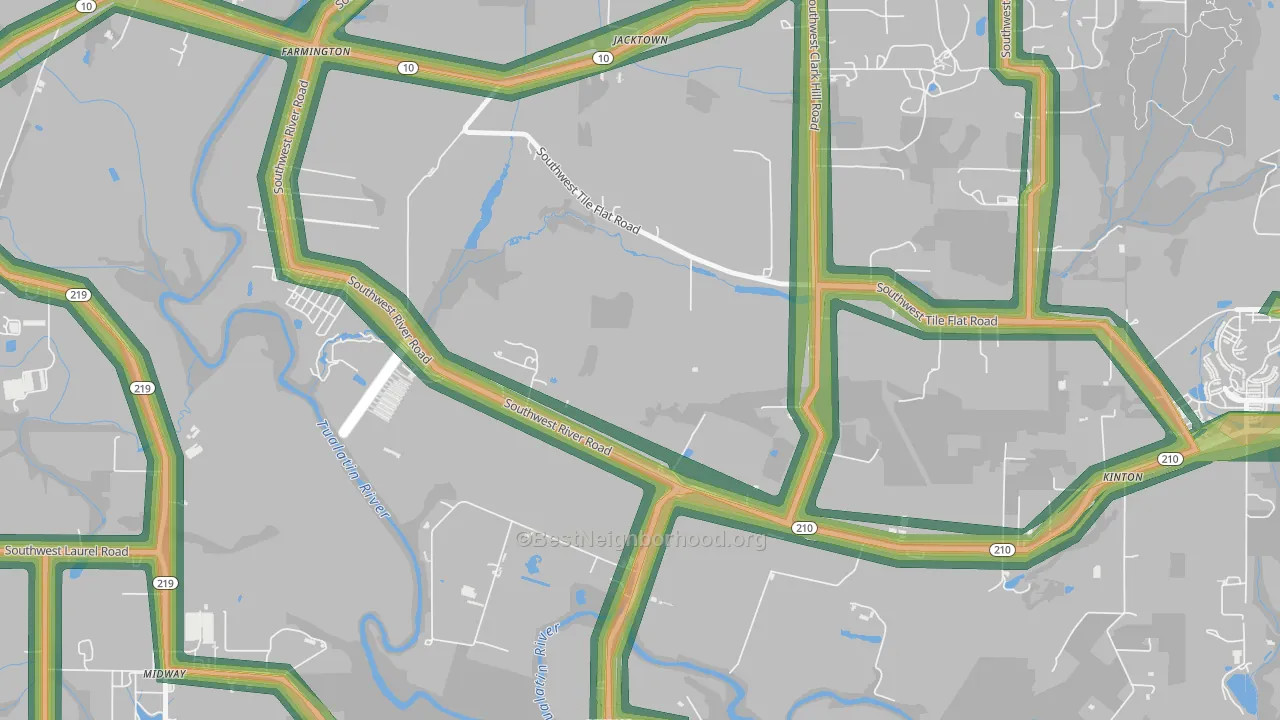 Scholls, OR Map of Noise Levels in Scholls