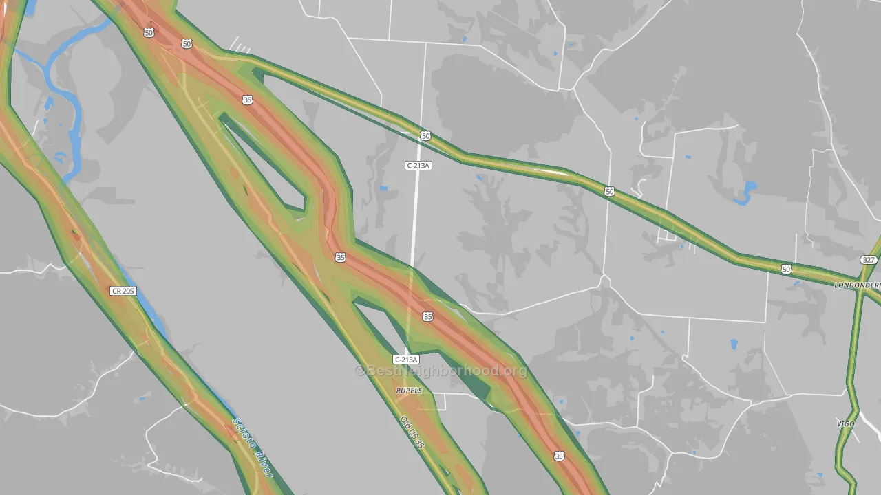 Schooleys, OH Map of Noise Levels in Schooleys