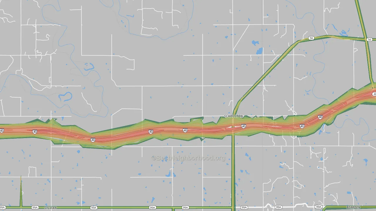Schoolton, OK Map of Noise Levels in Schoolton