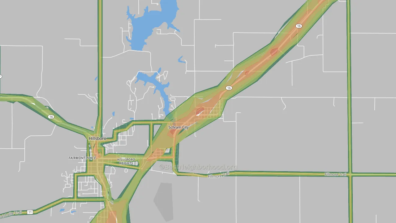 Schram City, IL Map of Noise Levels in Schram City