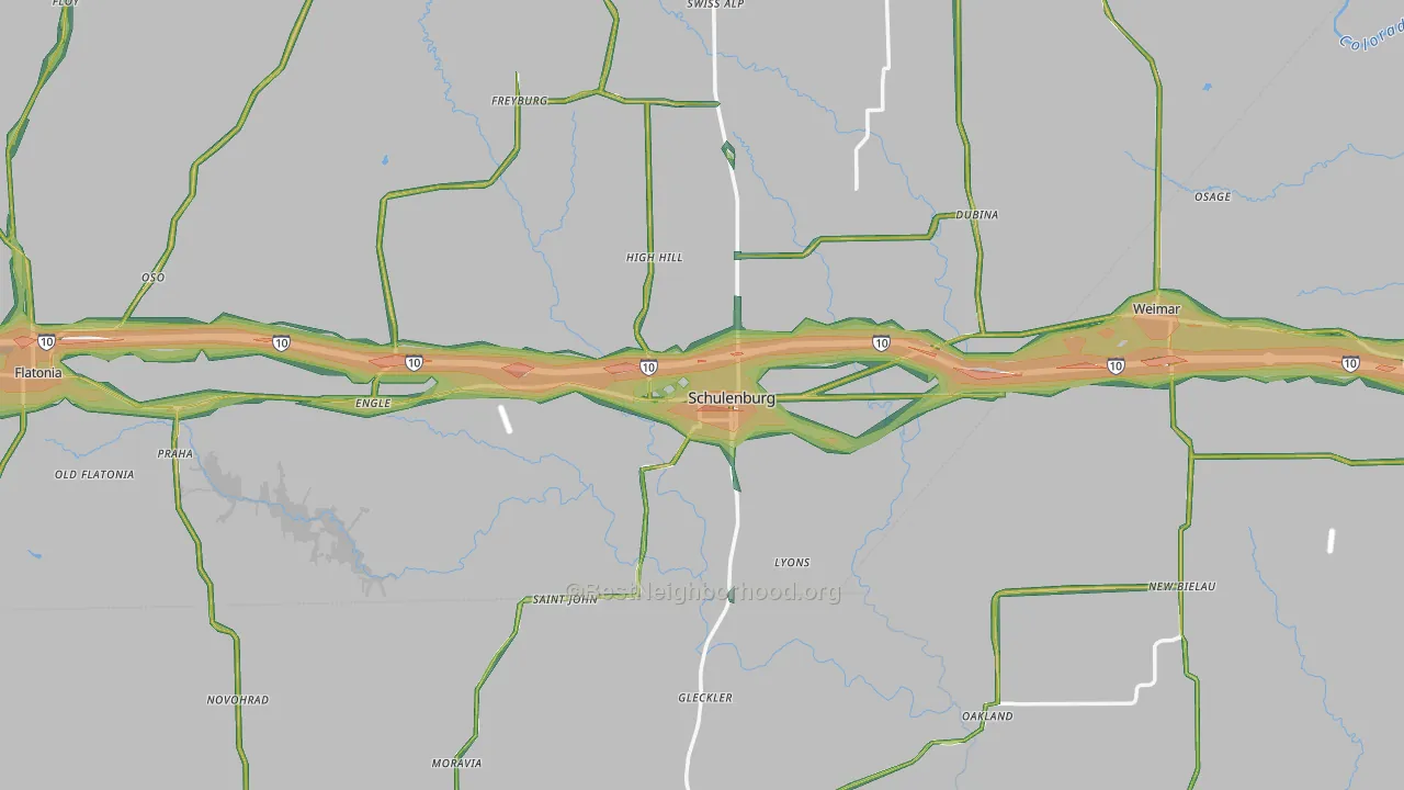 Schulenburg, TX Map of Noise Levels in Schulenburg