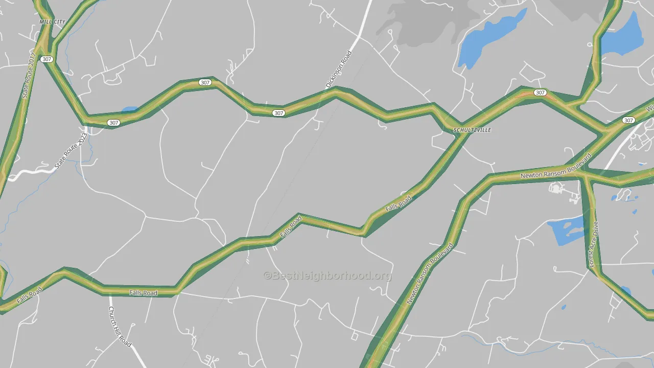 Schultzville, PA Map of Noise Levels in Schultzville
