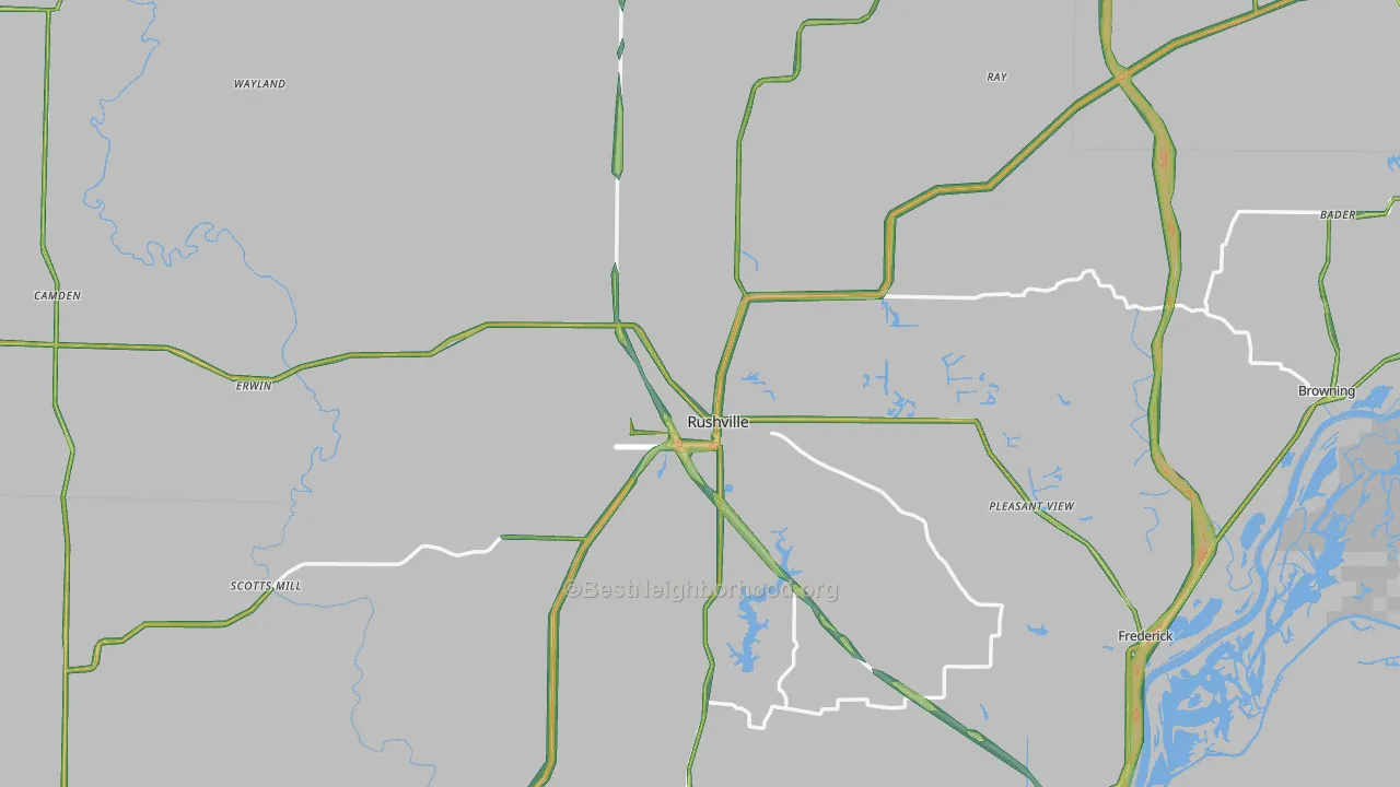 Schuyler County, IL Map of Noise Levels in Schuyler County