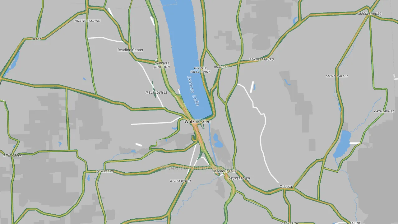 Schuyler County, NY Map of Noise Levels in Schuyler County