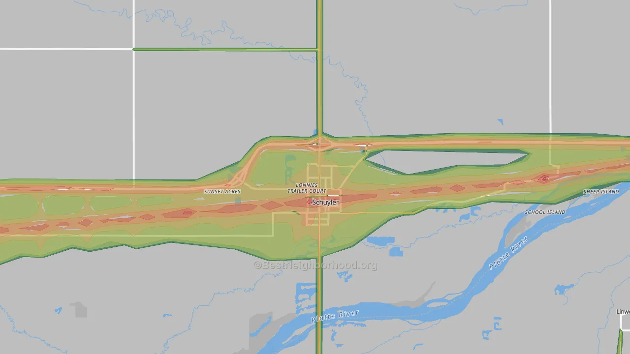 Schuyler, NE Map of Noise Levels in Schuyler