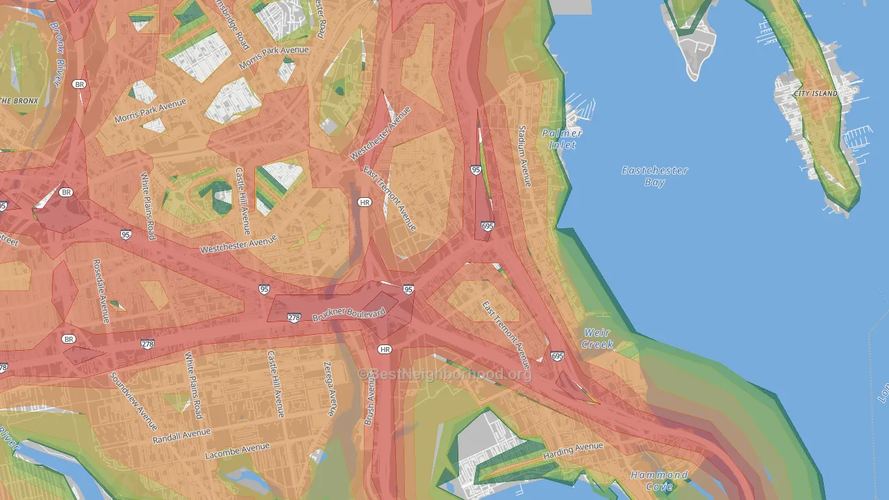 Schuylerville, Bronx, NY Map of Noise Levels in Schuylerville