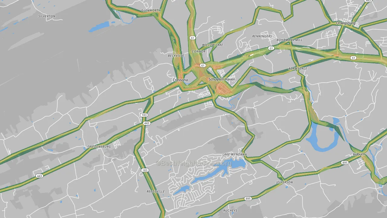 Schuylkill Haven, PA Map of Noise Levels in Schuylkill Haven