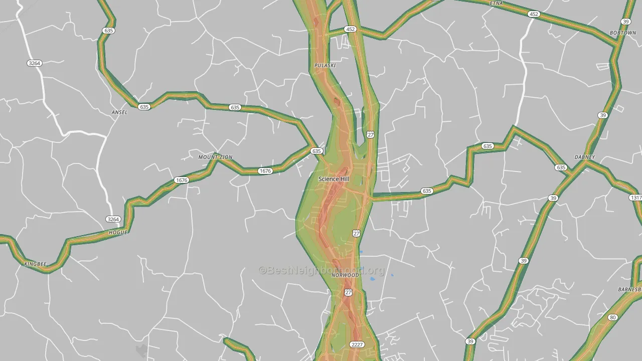 Science Hill, KY Map of Noise Levels in Science Hill