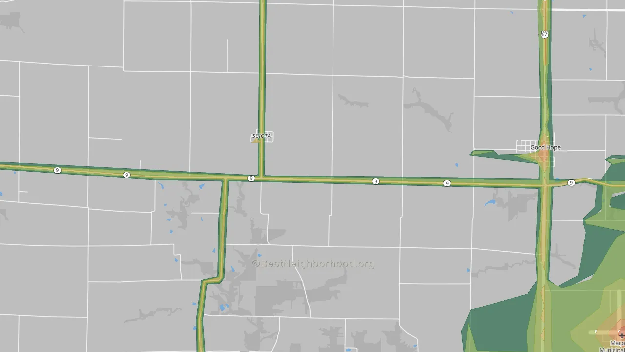 Sciota, IL Map of Noise Levels in Sciota