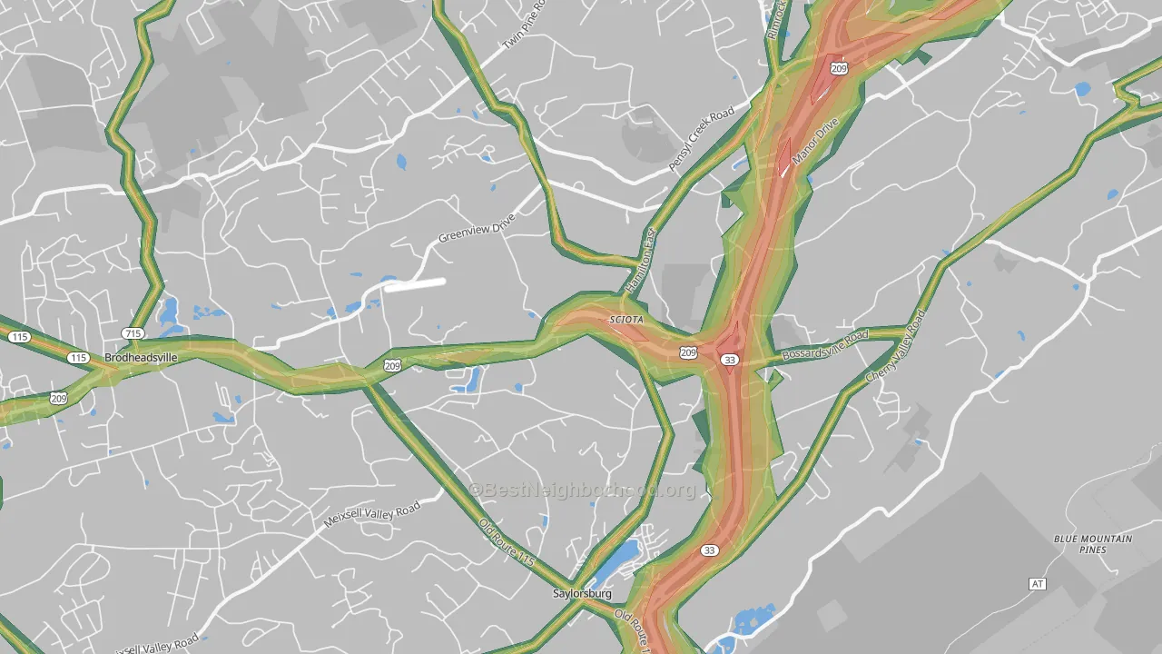 Sciota, PA Map of Noise Levels in Sciota