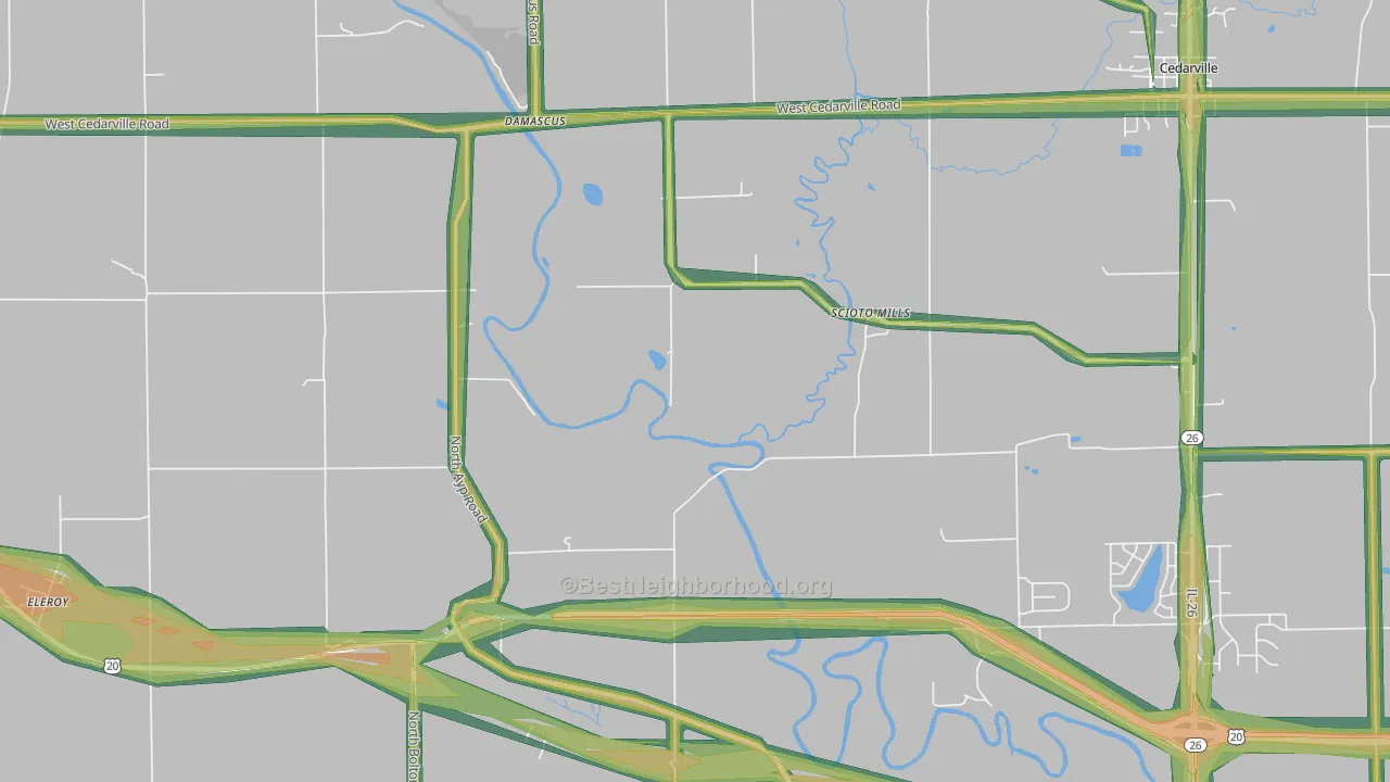 Scioto Mills, IL Map of Noise Levels in Scioto Mills