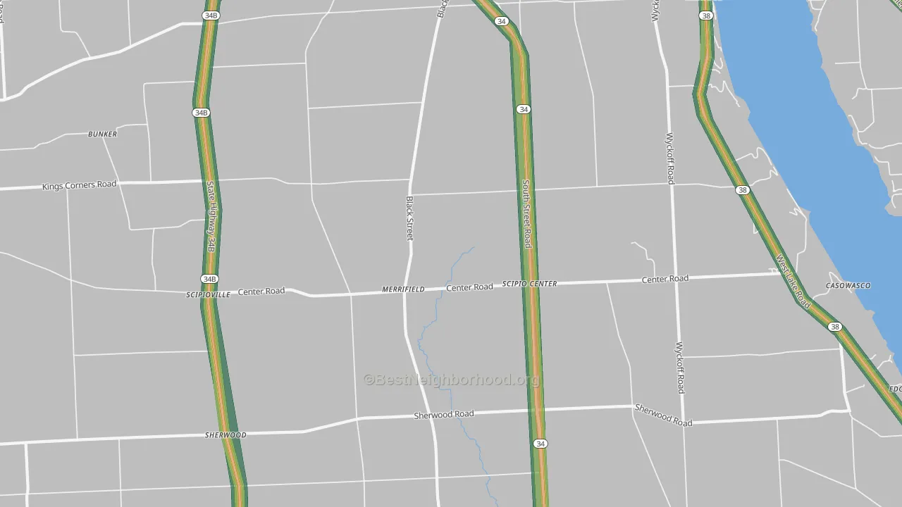 Scipio Center, NY Map of Noise Levels in Scipio Center