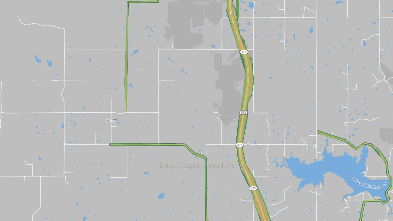 Scipio, OK Map of Noise Levels in Scipio