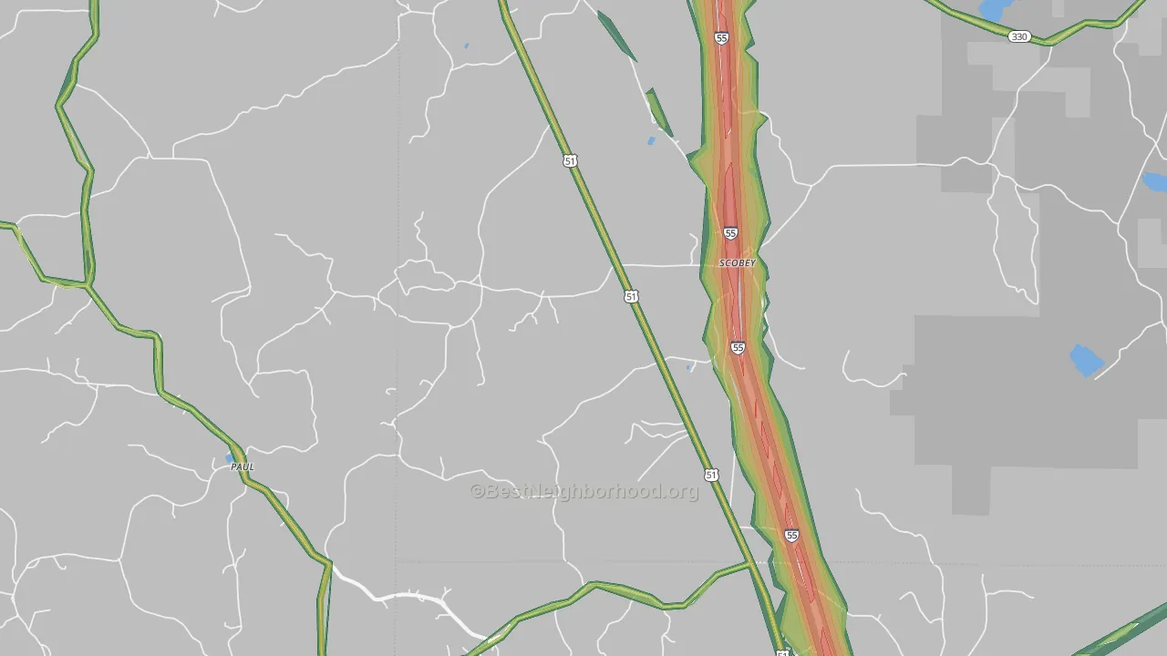 Scobey, MS Map of Noise Levels in Scobey