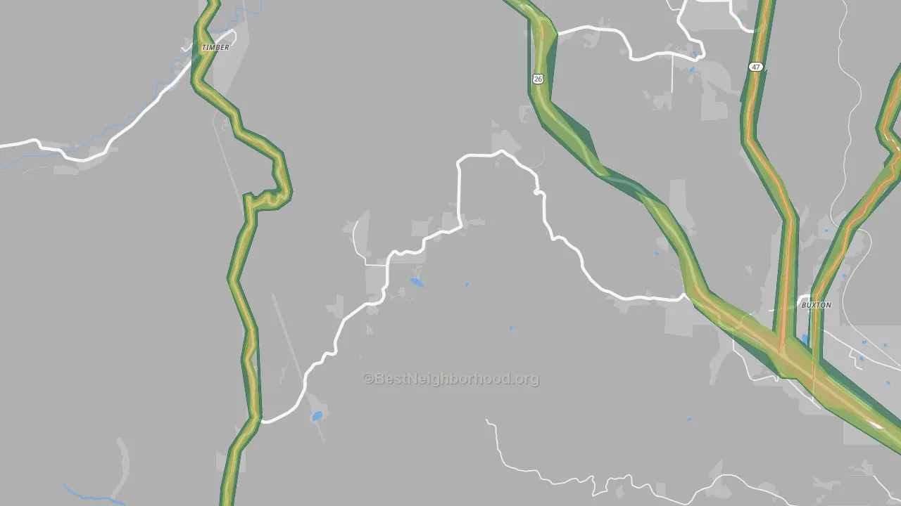 Scofield, OR Map of Noise Levels in Scofield