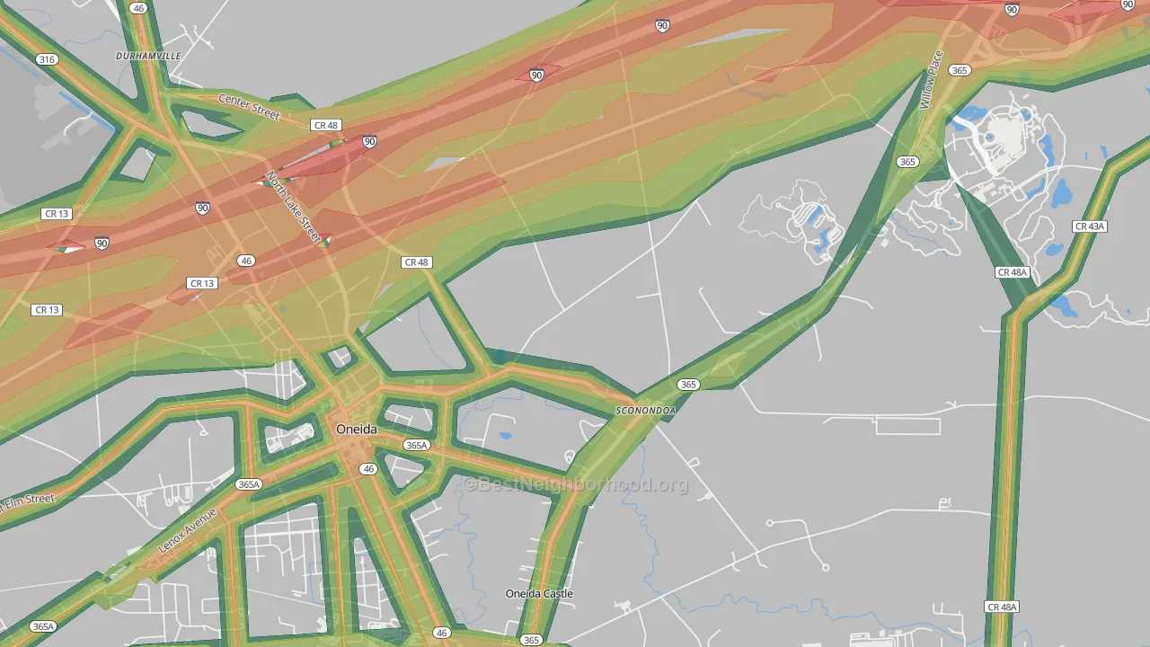 Sconondoa, NY Map of Noise Levels in Sconondoa