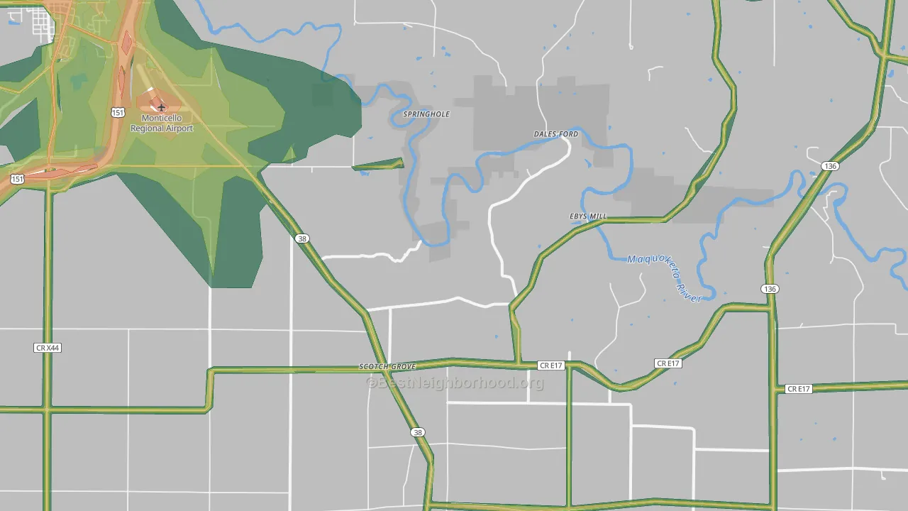 Scotch Grove, IA Map of Noise Levels in Scotch Grove