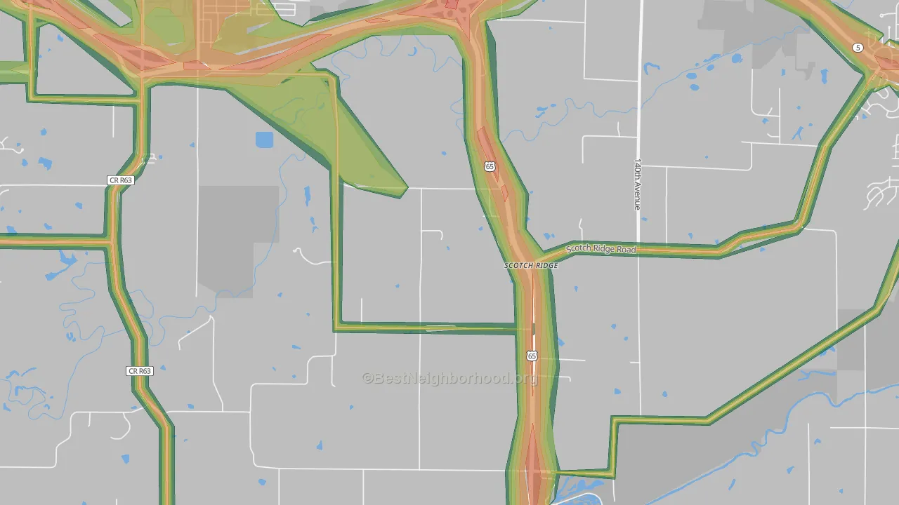 Scotch Ridge, IA Map of Noise Levels in Scotch Ridge