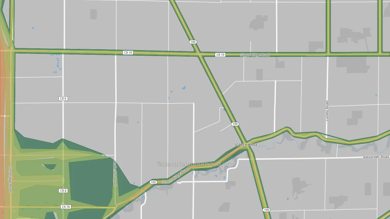 Scotch Ridge, OH Map of Noise Levels in Scotch Ridge