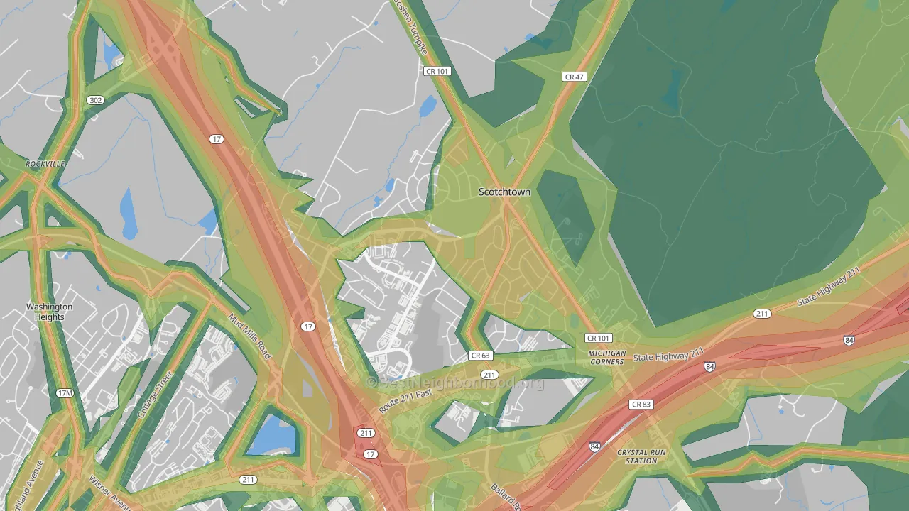 Scotchtown, NY Map of Noise Levels in Scotchtown