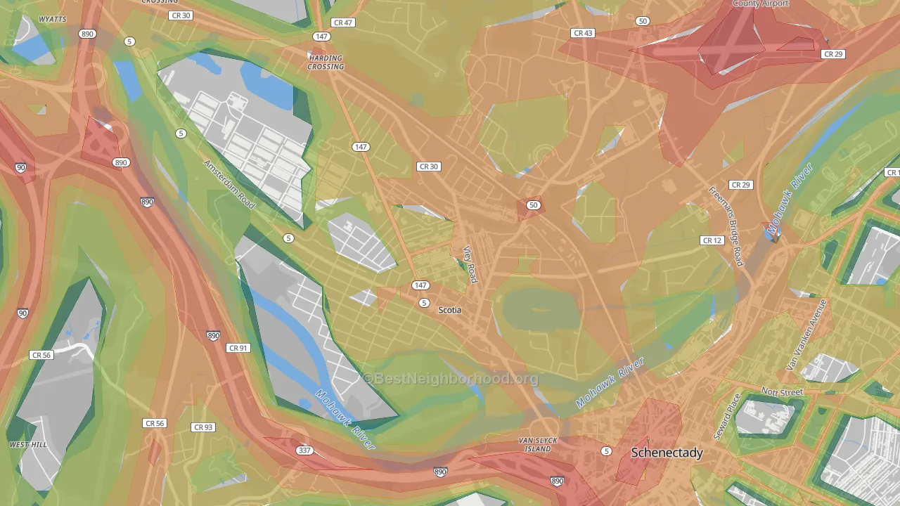 Scotia, NY Map of Noise Levels in Scotia