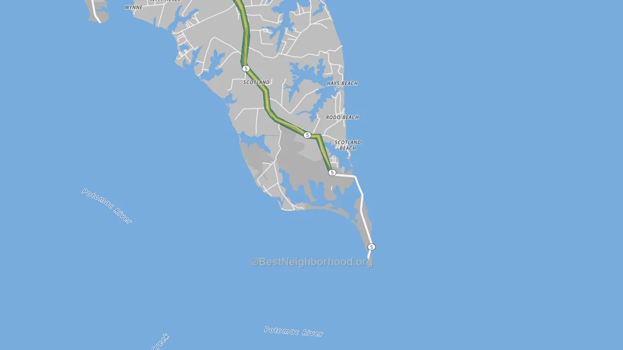 Scotland Beach, MD Map of Noise Levels in Scotland Beach