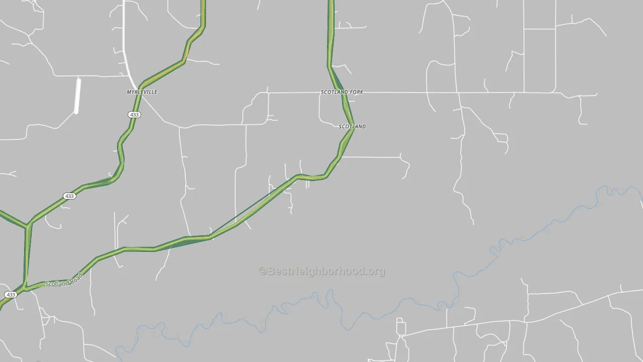 Scotland Fork, MS Map of Noise Levels in Scotland Fork
