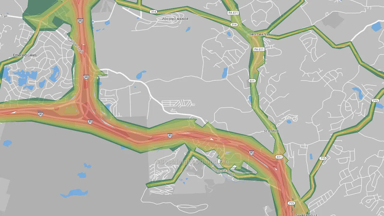 Scotrun, PA Map of Noise Levels in Scotrun