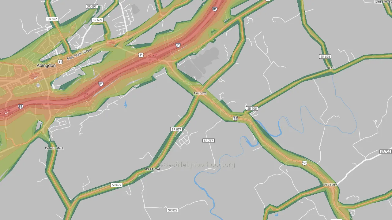 Scott Addition, VA Map of Noise Levels in Scott Addition