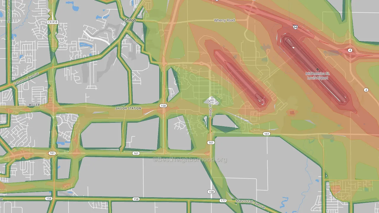 Scott AFB, IL Map of Noise Levels in Scott AFB