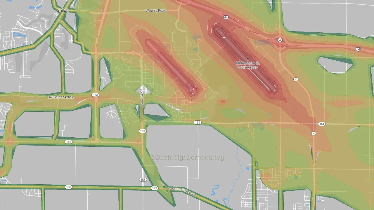 Scott Air Force Base, IL Map of Noise Levels in Scott Air Force Base