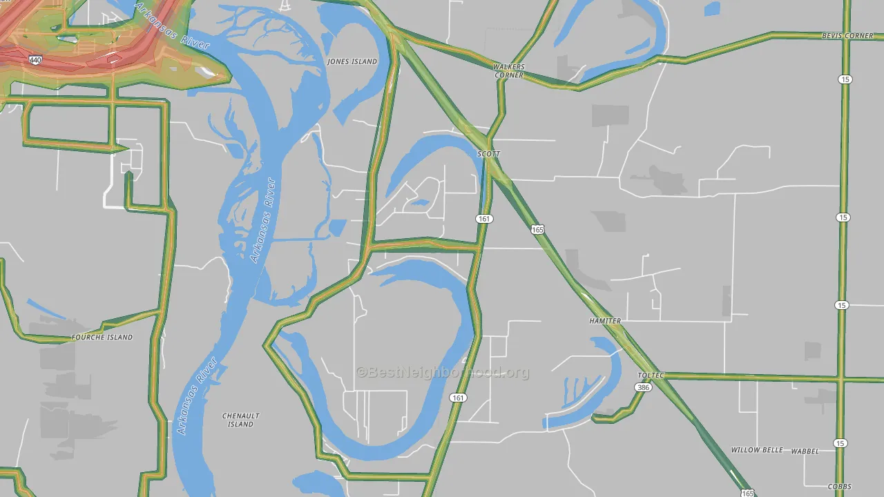 Scott, AR Map of Noise Levels in Scott