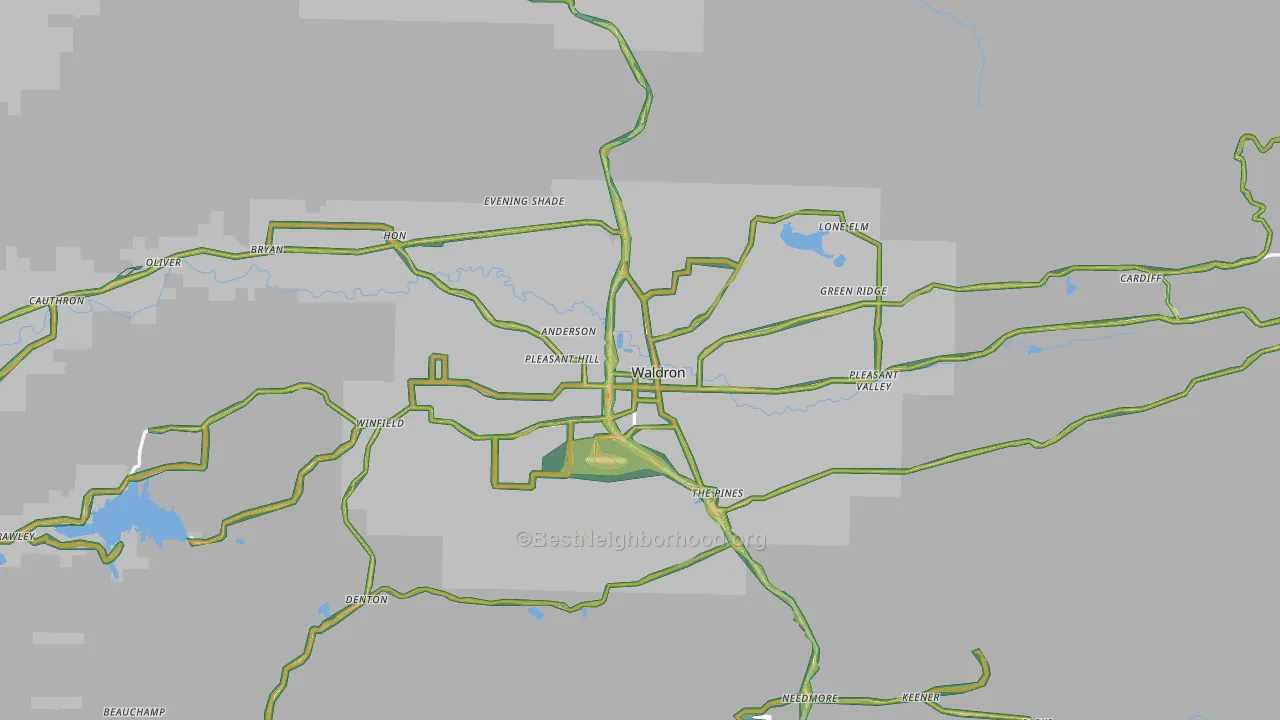 Scott County, AR Map of Noise Levels in Scott County