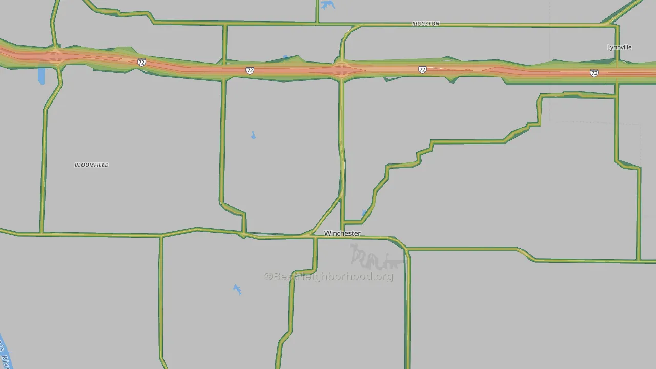 Scott County, IL Map of Noise Levels in Scott County