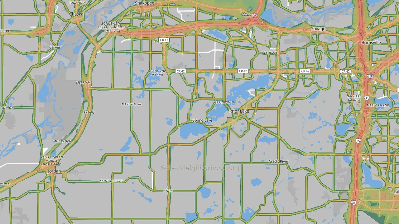 Scott County, MN Map of Noise Levels in Scott County