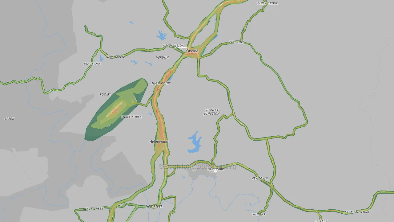 Scott County, TN Map of Noise Levels in Scott County