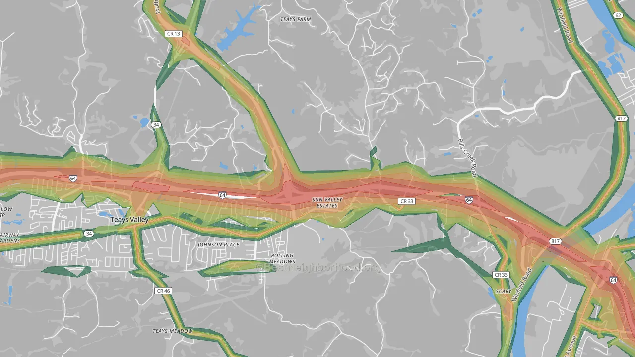 Scott Depot, WV Map of Noise Levels in Scott Depot