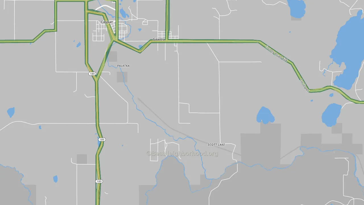 Scott Lake, MI Map of Noise Levels in Scott Lake