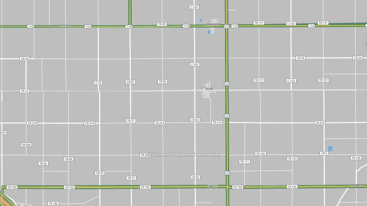 Scott, OH Map of Noise Levels in Scott