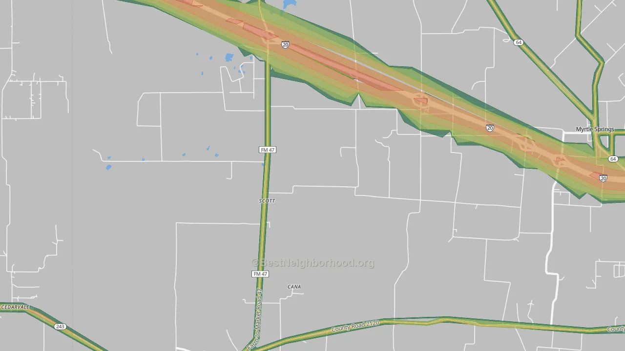 Scott, TX Map of Noise Levels in Scott