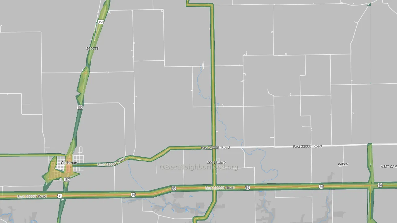 Scottland, IL Map of Noise Levels in Scottland