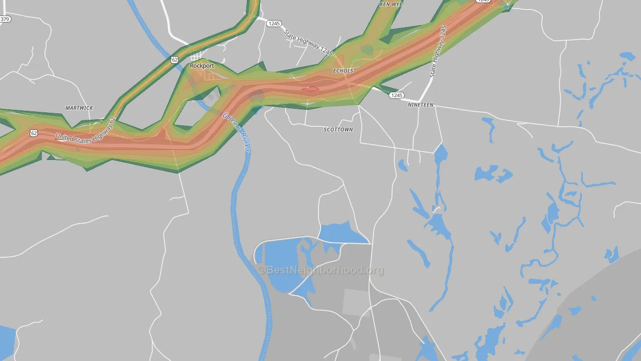 Scottown, KY Map of Noise Levels in Scottown