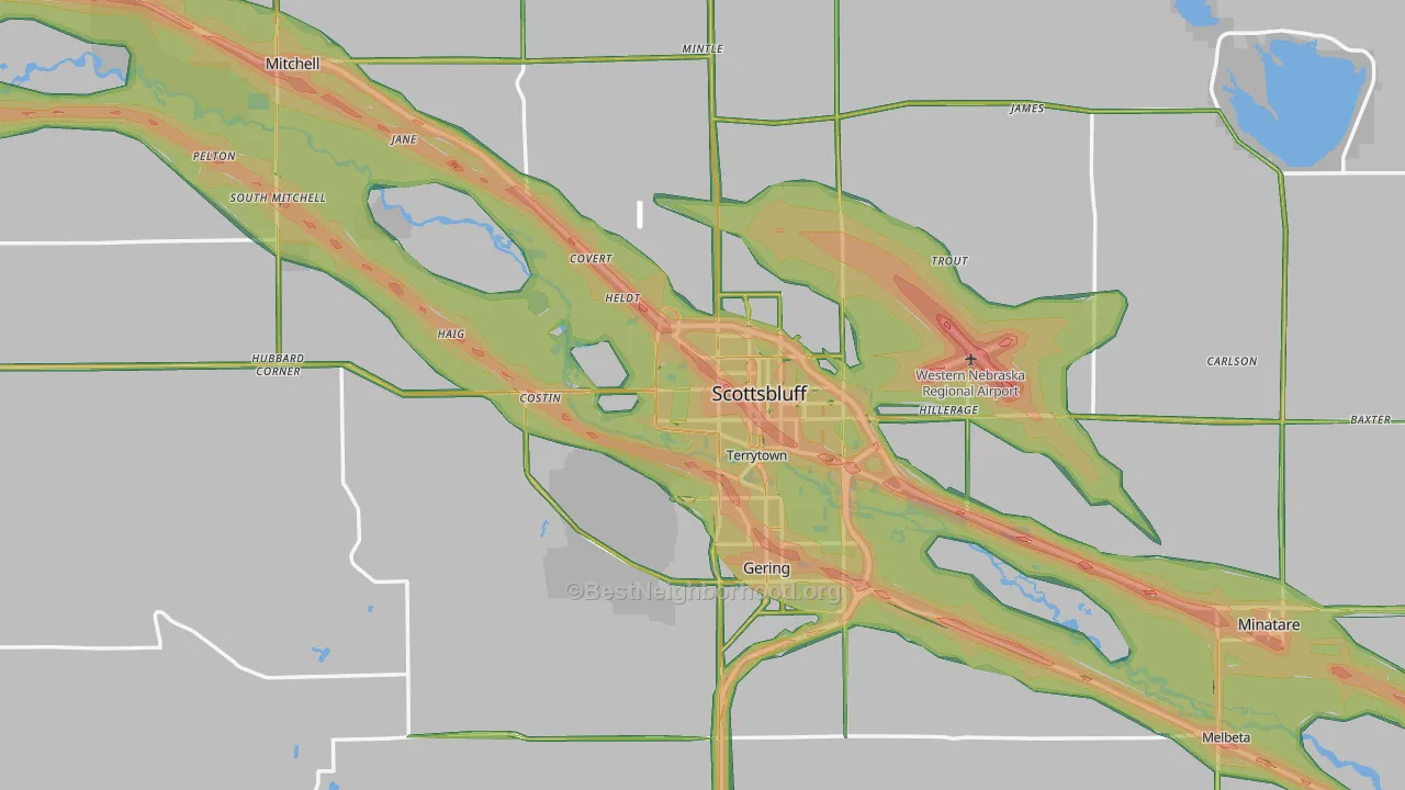 Scotts Bluff County, NE Map of Noise Levels in Scotts Bluff County