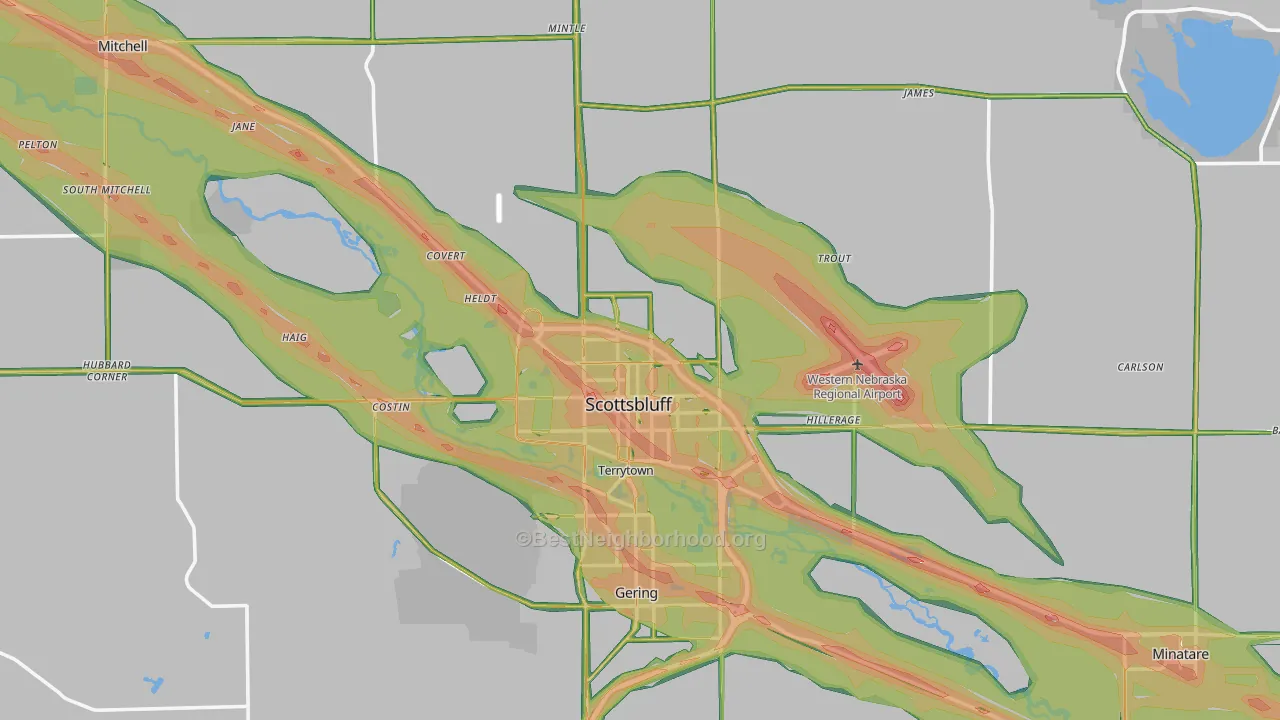 Scottsbluff, NE Map of Noise Levels in Scottsbluff