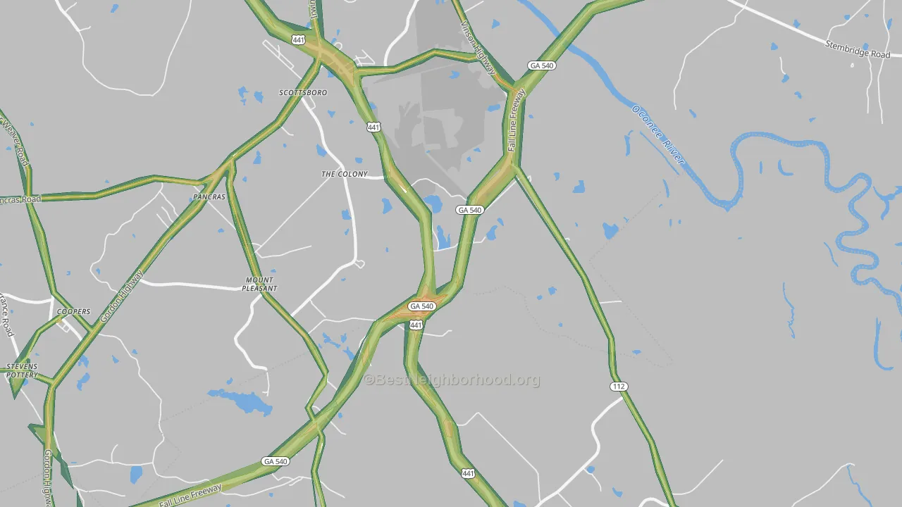 Scottsboro, GA Map of Noise Levels in Scottsboro