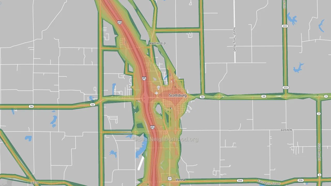 Scottsburg, IN Map of Noise Levels in Scottsburg