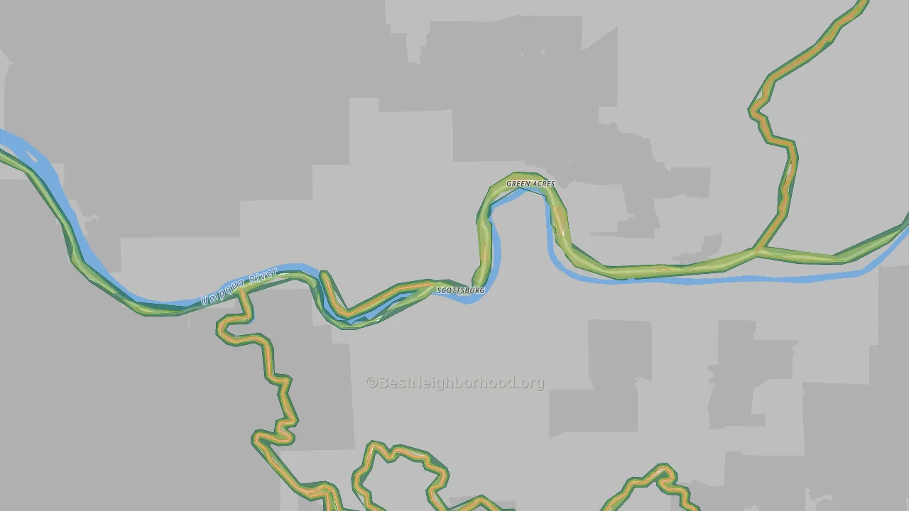 Scottsburg, OR Map of Noise Levels in Scottsburg