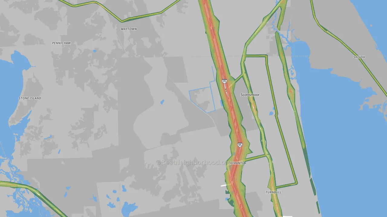 Scottsmoor, FL Map of Noise Levels in Scottsmoor